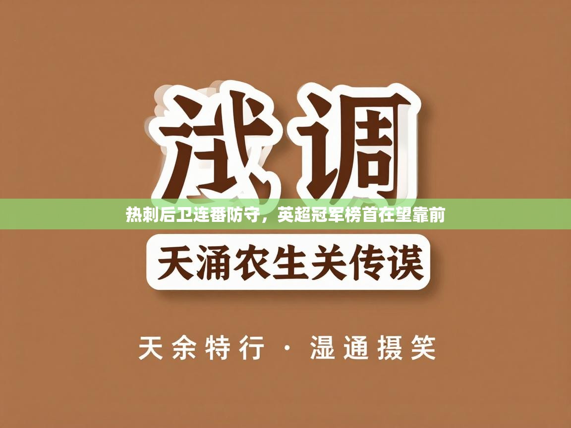 热刺后卫连番防守,英超冠军榜首在望靠前 第2张